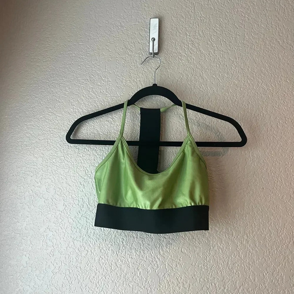 Noli Yoga Liquid Studio Bra Size Small Black Green Racerback - Picture 4 of 7